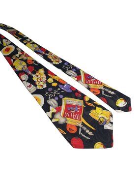 Carter & Holmes Silk Novelty Necktie Italy Food Drink Kitchen Waiter Restaurant